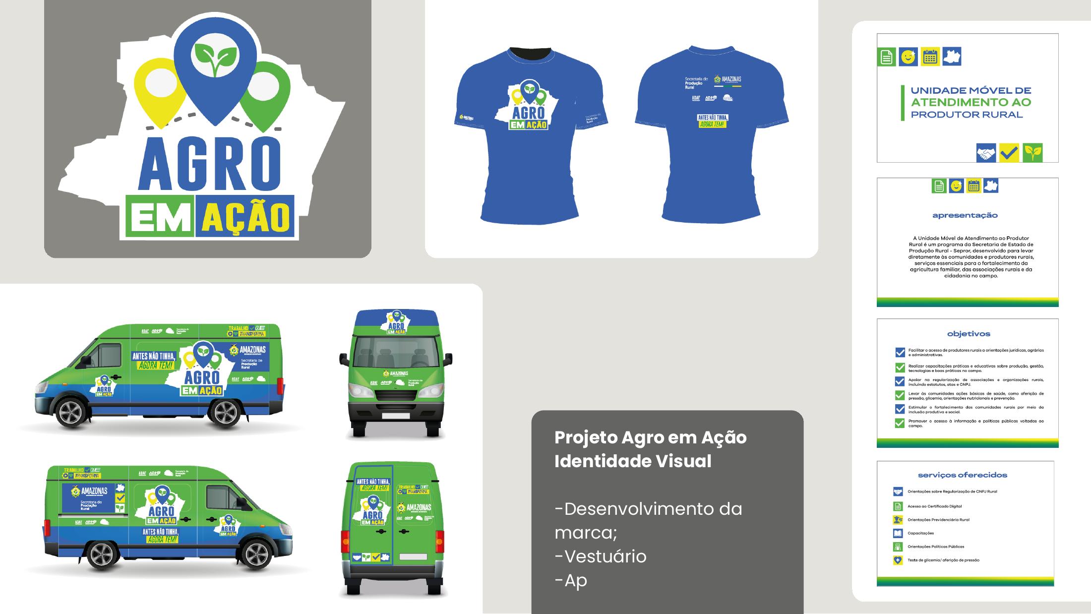 Identidade visual e unidade móvel do projeto Agro em Ação