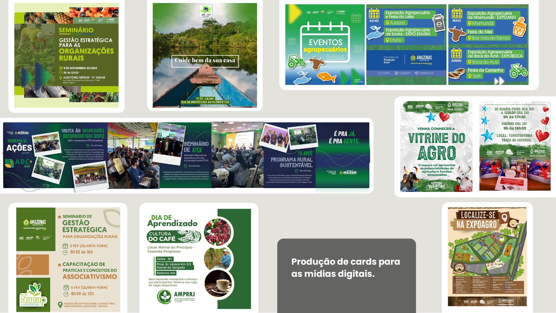 Seleção de campanhas e cards para mídias digitais